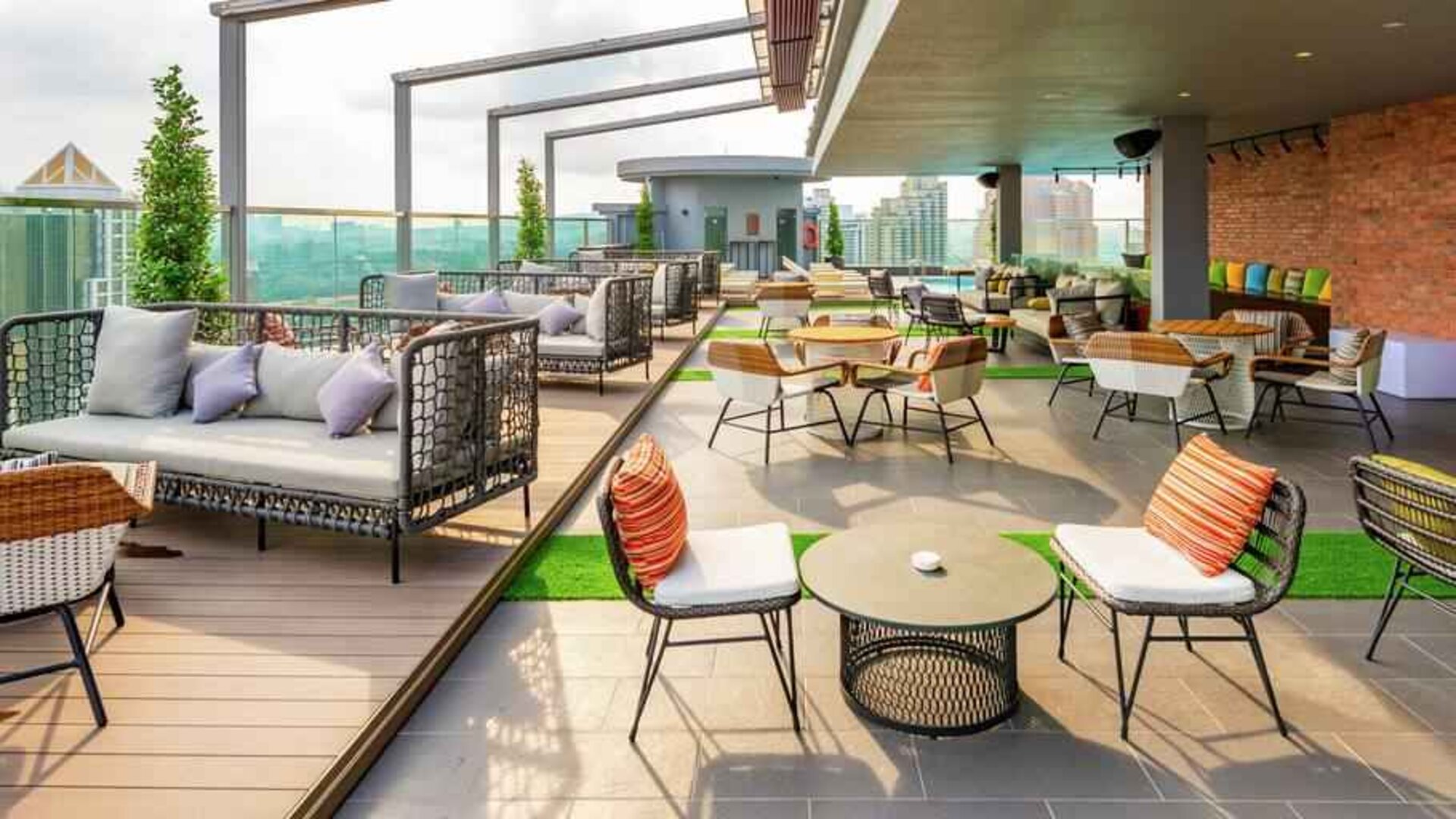 Beautiful rooftop bar with stunning views of KL at the Hilton Garden Inn Kuala Lumpur Jalan Tuanku Abdul Rahman South.