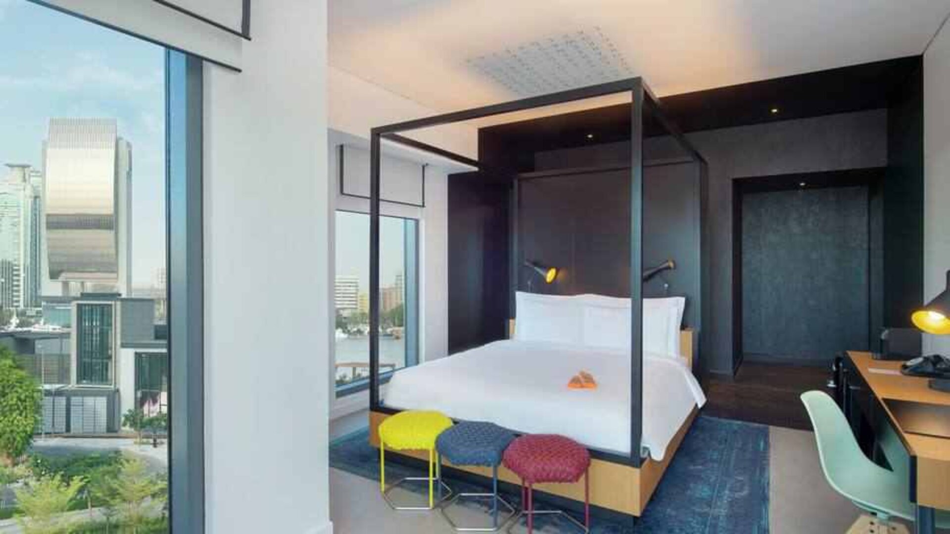King premium room with working station and great view at the Canopy by Hilton Dubai Al Seef.