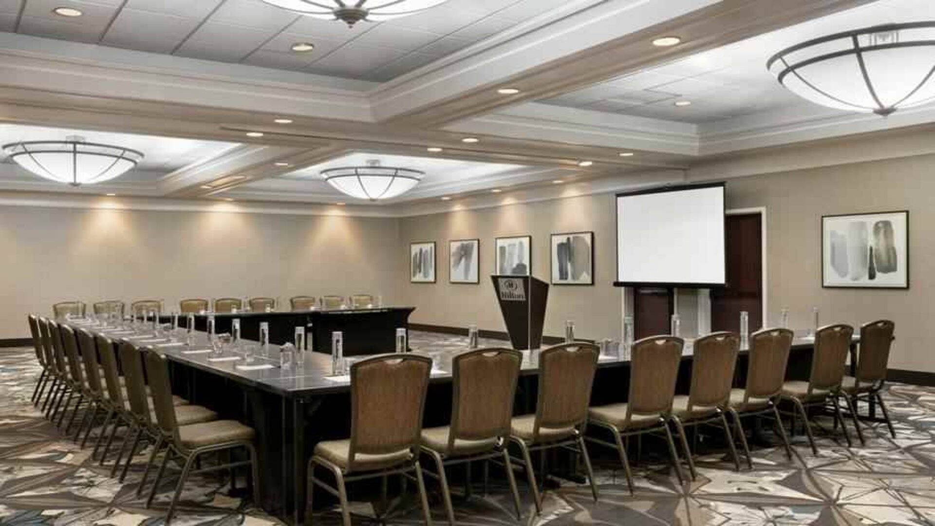 Elegant meeting room suitable for any business occasion at the Hilton Orlando-Altamonte Springs.