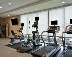 Fully equipped gym with treadmills at the Home2 Suites by Hilton Fairview/Allen.