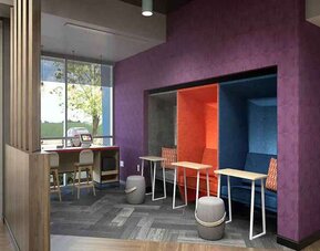 Funky work cubicles idea for coworking at Tru by Hilton Edinburg.