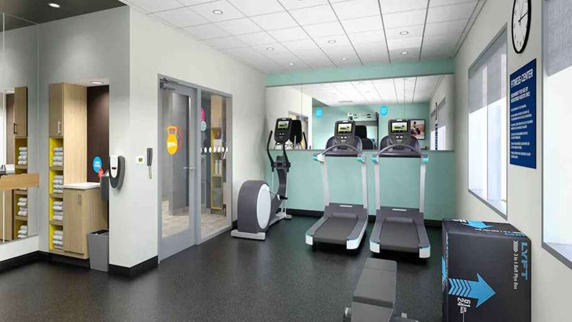 Well-equipped indoor fitness center at Tru by Hilton Edinburg.