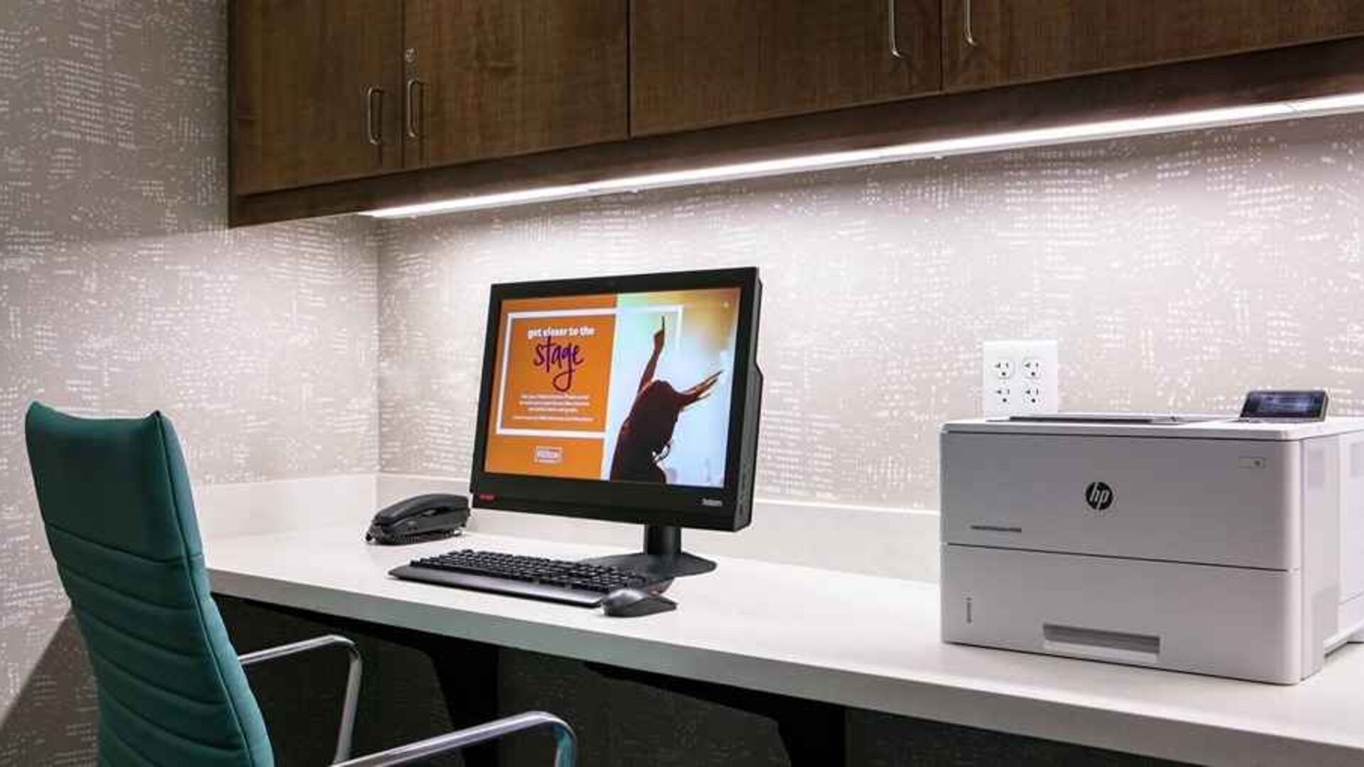 professional, well-equipped coworking space and work desk at Hampton Inn Wichita Northwest.