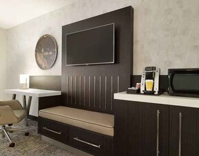 Work desk inside day use room at Hilton Garden Inn Washington DC Downtown.