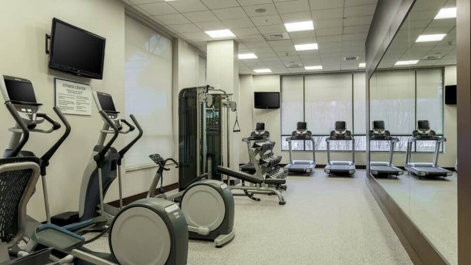 Fully equipped gym at the Hilton Garden Inn Arlington Shirlington