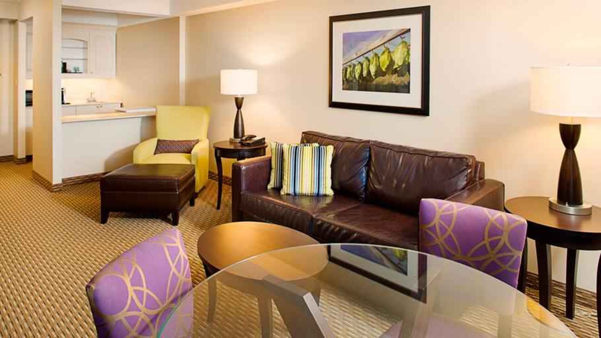 Living room perfect as workspace at the Hilton Garden Inn Hartford North/Bradley Intl Airport.