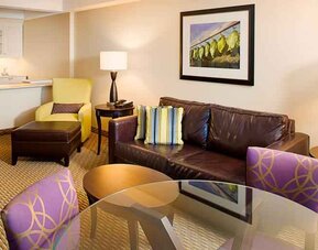 Living room perfect as workspace at the Hilton Garden Inn Hartford North/Bradley Intl Airport.