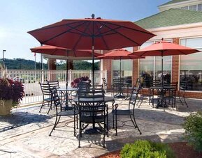 Beautiful outdoor patio perfect as workspace at the Hilton Garden Inn Clarksburg.