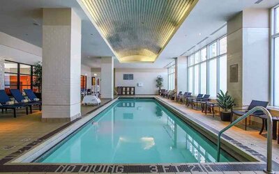 Relaxing indoor swimming pool at the Embassy Suites by Hilton Chicago Magnificent Mile.
