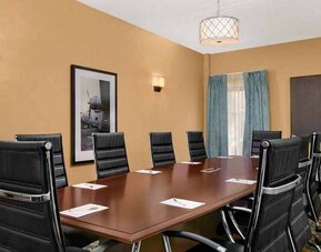 Dedicated meeting room with business desk at Hampton Inn Chicago-Midway Airport.
