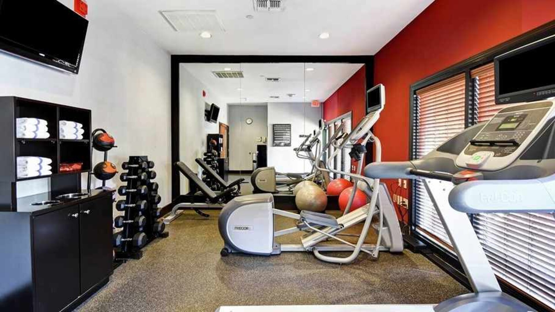 Well equipped fitness center at Homewood Suites by Hilton Atlanta-Galleria/Cumberland.