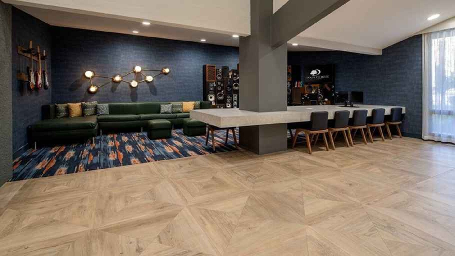 Dedicated area for work and connectivity with a fully equipped work station for online business at DoubleTree by Hilton Hotel Bakersfield.