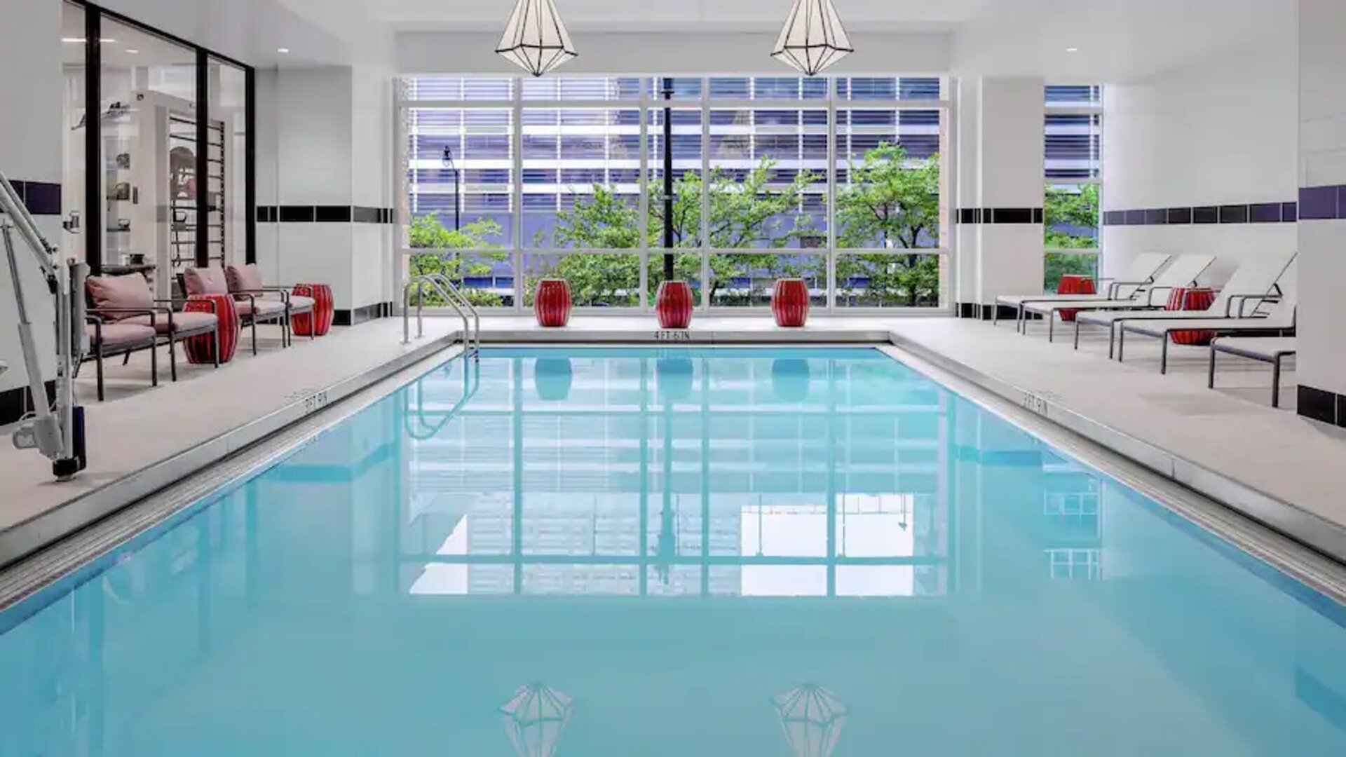 Relaxing indoor pool area at the Hampton Inn Chicago McCormick Place.