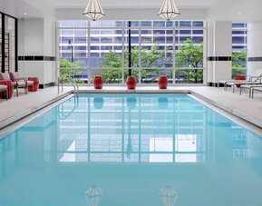 Relaxing indoor pool area at the Hampton Inn Chicago McCormick Place.
