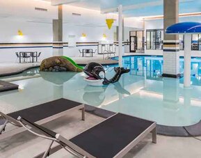 Indoor pool area at the Hampton Inn & Suites by Hilton Portland-Pearl District.