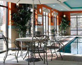 Beautiful workspace by the pool at the Hampton Inn Springfield South Enfield.