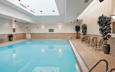 Relaxing indoor pool at the Hilton Omaha.