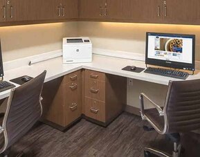 Dedicated business center with PC, internet, printer, and work desk at Hampton Inn & Suites Murrieta Temecula.
