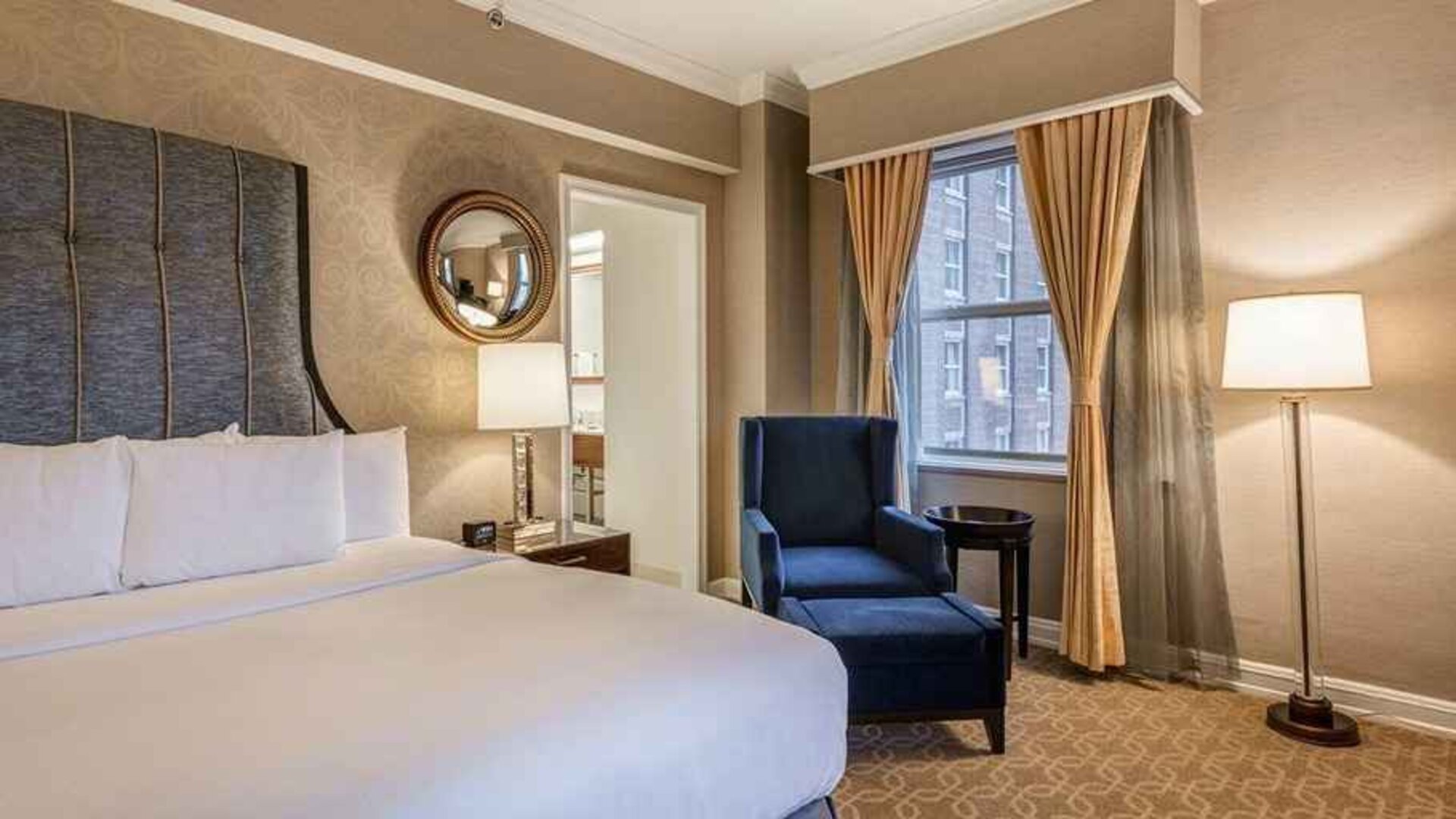 Comfortable delux king room at Hilton Milwaukee City Center.