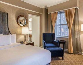 Comfortable delux king room at Hilton Milwaukee City Center.