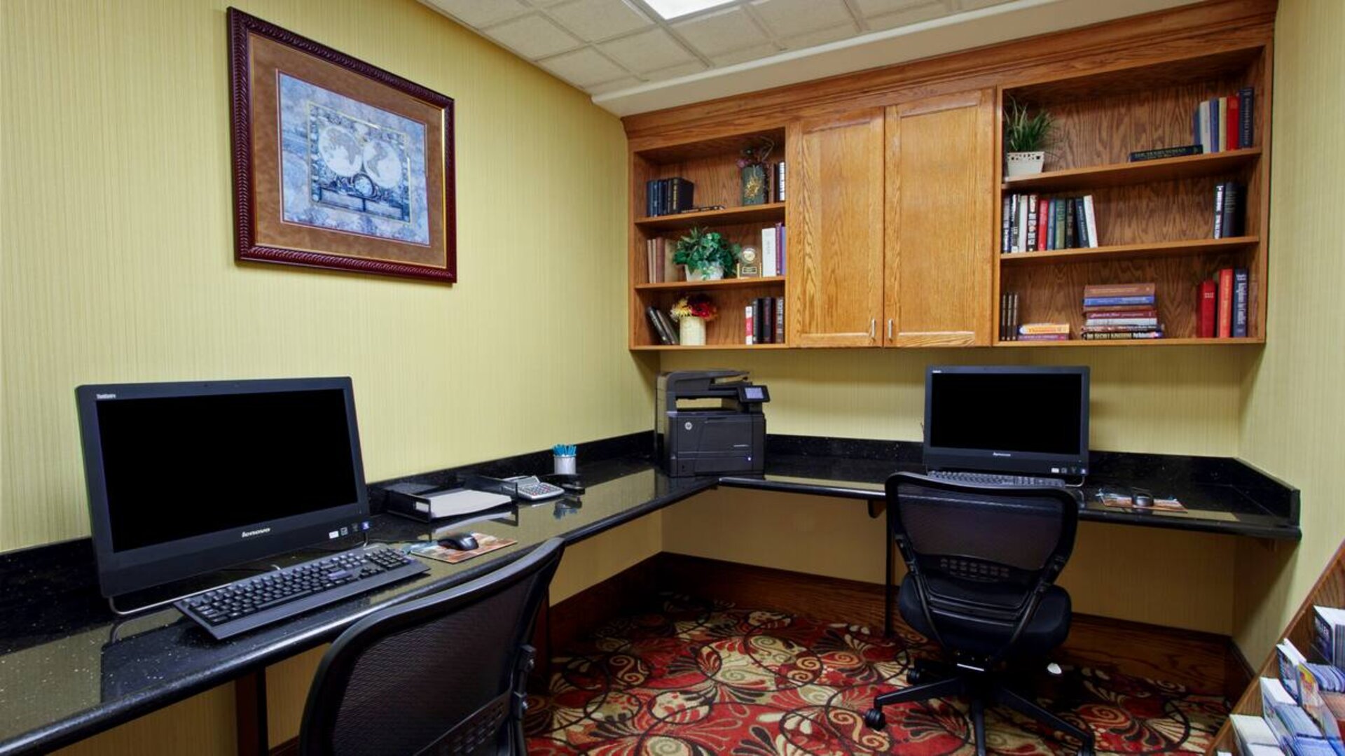fully-equipped business center with computer, internet, and printer fully-equipped business center with computer, internet, and printer at Embassy Suites by Hilton San Rafael Marin County.