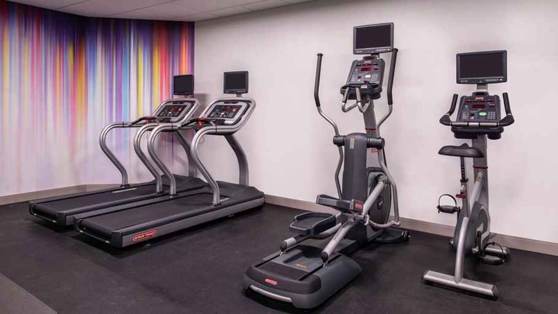 well-equipped fitness center at Hilton Garden Inn Kansas City Airport.