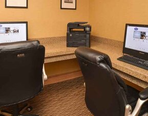 Dedicated business center with printer, computers, and internet at Hampton Inn & Suites Pueblo-Southgate.