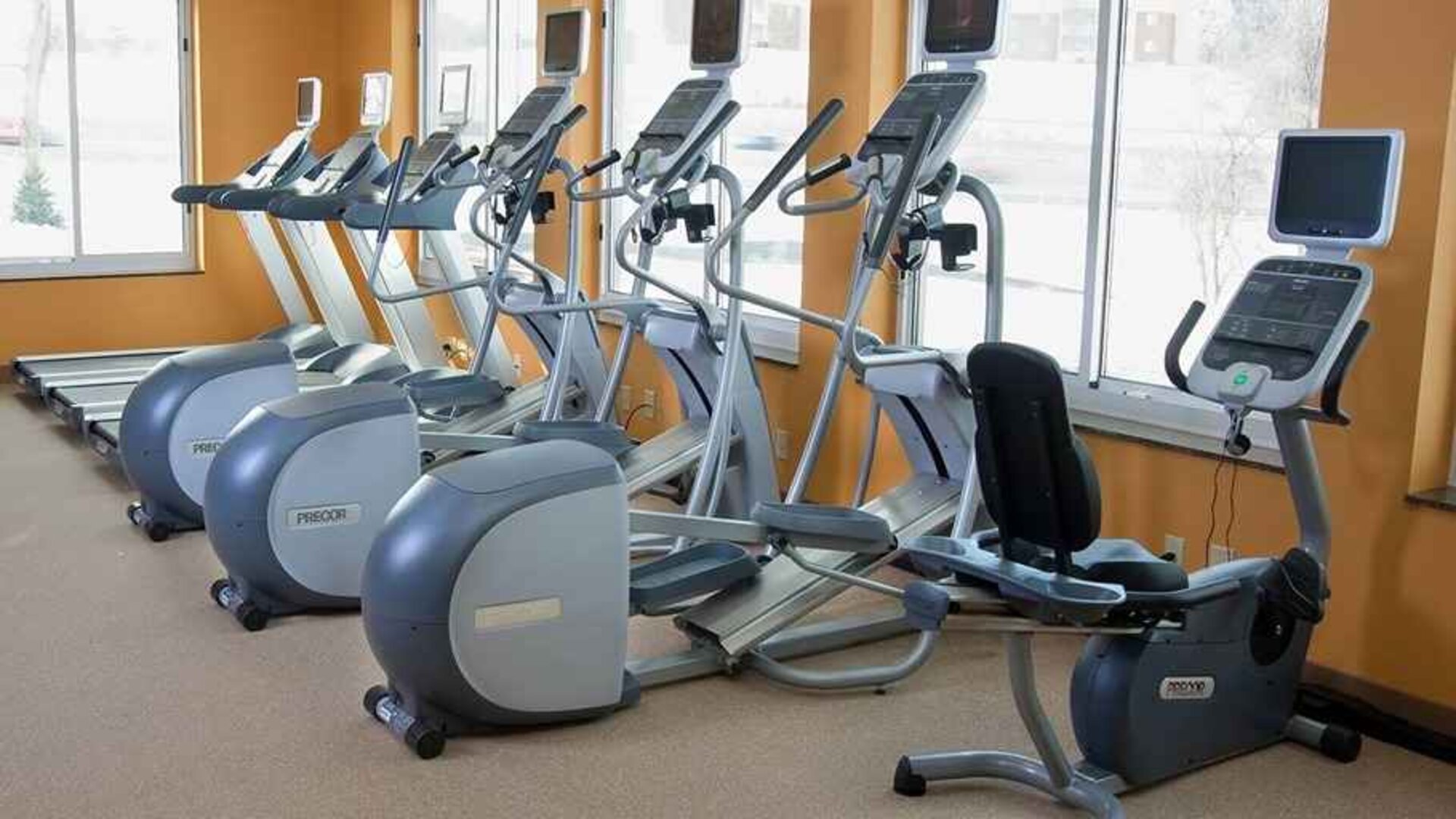 well-equipped fitness center at Hilton Garden Inn St. Louis Airport.