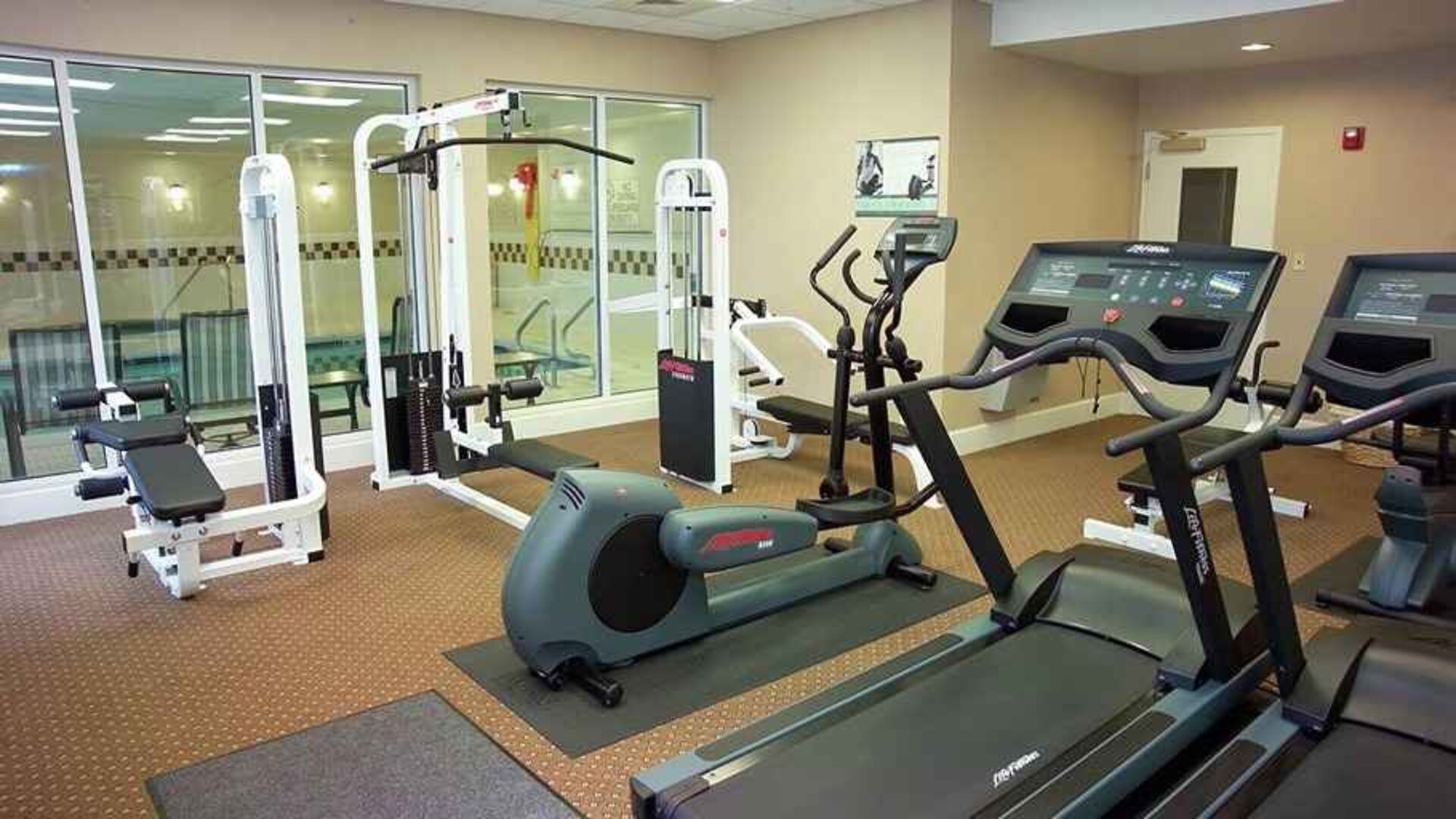 well-equipped fitness center at Hilton Garden Inn St. Louis/O'Fallon MO.
