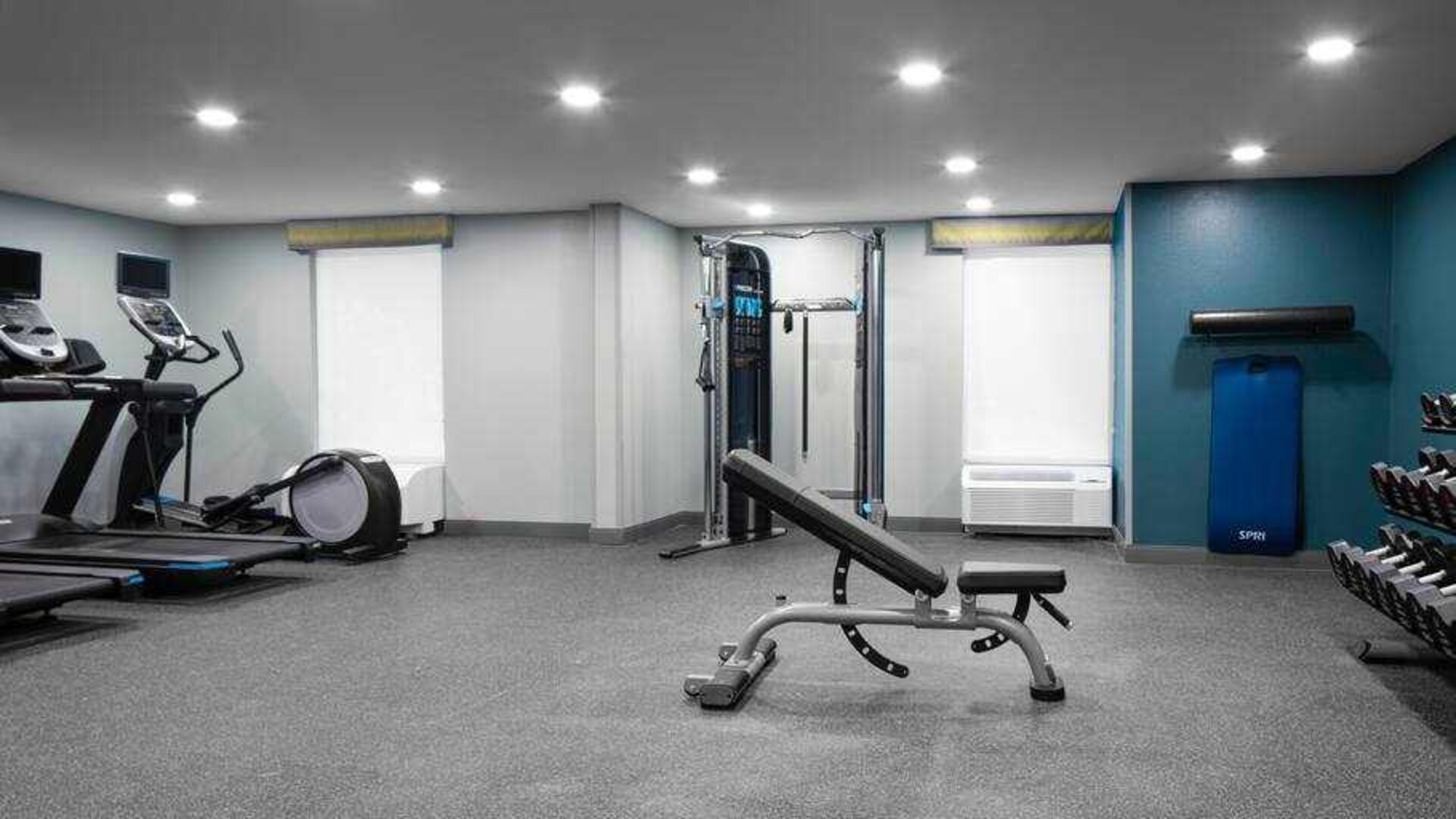 Spacious fitness center at the Hampton Inn Concord Bow.