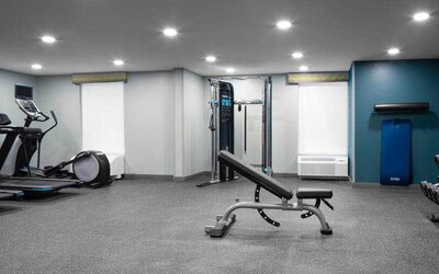 Spacious fitness center at the Hampton Inn Concord Bow.