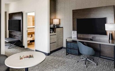all rooms equipped with a work desk ideal for working remotely at DoubleTree by Hilton Hotel & Suites Jersey City.