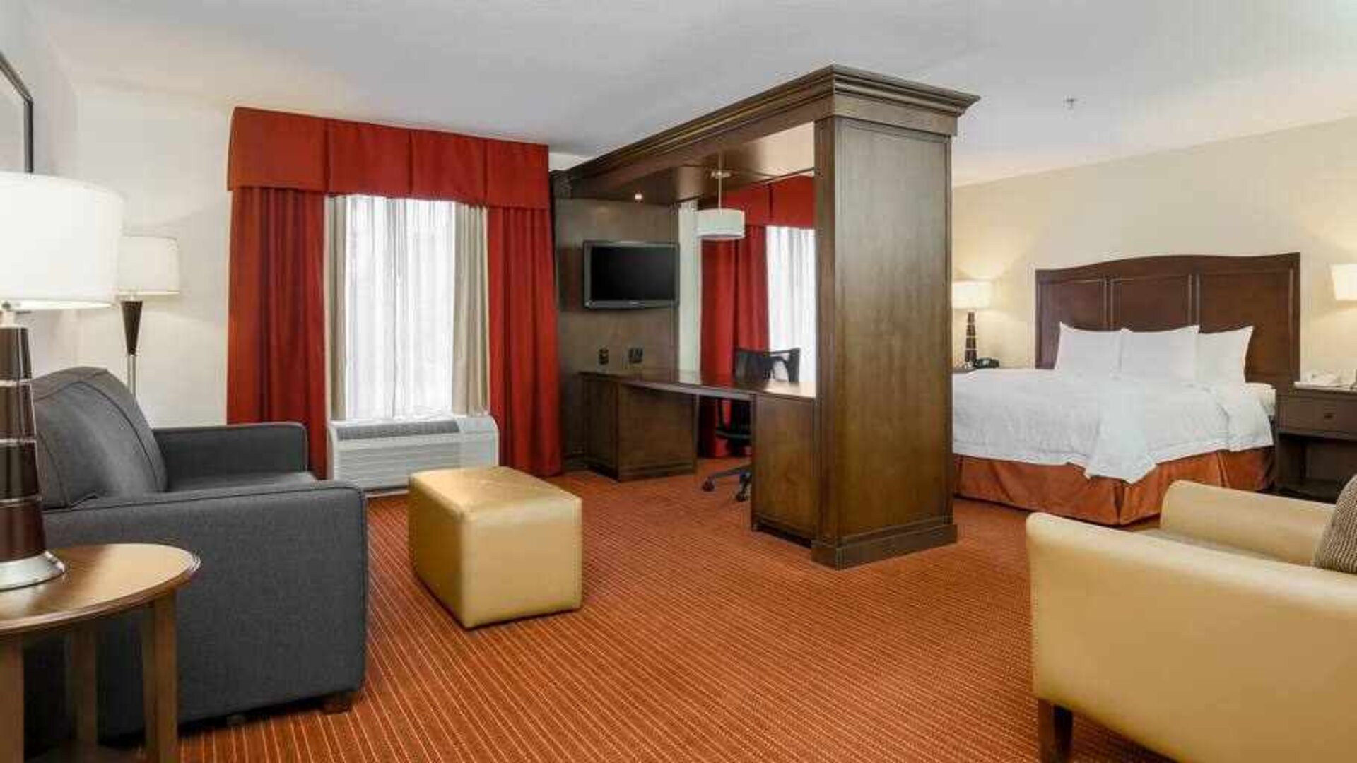 Spacious and comfortable king suite at the Hampton Inn Champaign Urbana.