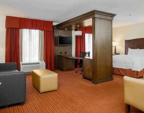 Spacious and comfortable king suite at the Hampton Inn Champaign Urbana.