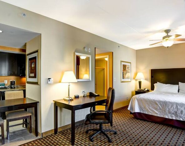 King suite with kitchenette and working station at the Homewood Suites by Hilton Bel Air.