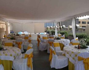 Rooftop workspace perfect for co-working at the Hampton Inn & Suites Mexico City - Centro Historico.