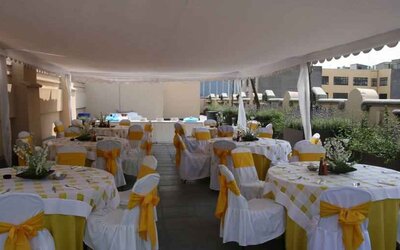 Rooftop workspace perfect for co-working at the Hampton Inn & Suites Mexico City - Centro Historico.