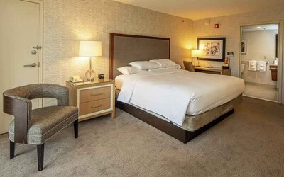 Spacious king bedroom at the DoubleTree by Hilton Pittsburgh Green Tree.