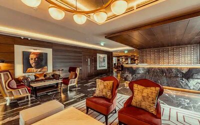 Elegant hotel reception at the Fellows House Cambridge, Curio Collection by Hilton.