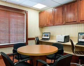 business center with work desk, PC, internet, and printer at Homewood Suites by Hilton Newark-Wilmington South Area.
