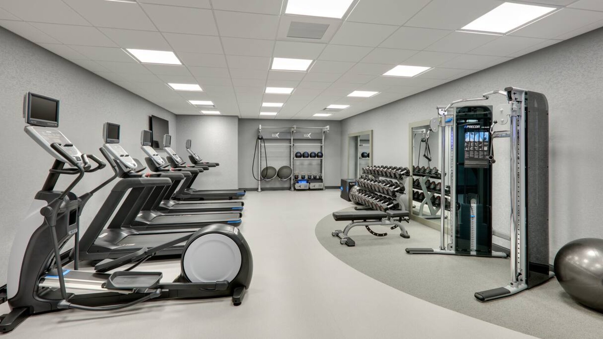 fitness center well equipped for all exercise types at Hampton Inn Irvine Spectrum Lake Forest.