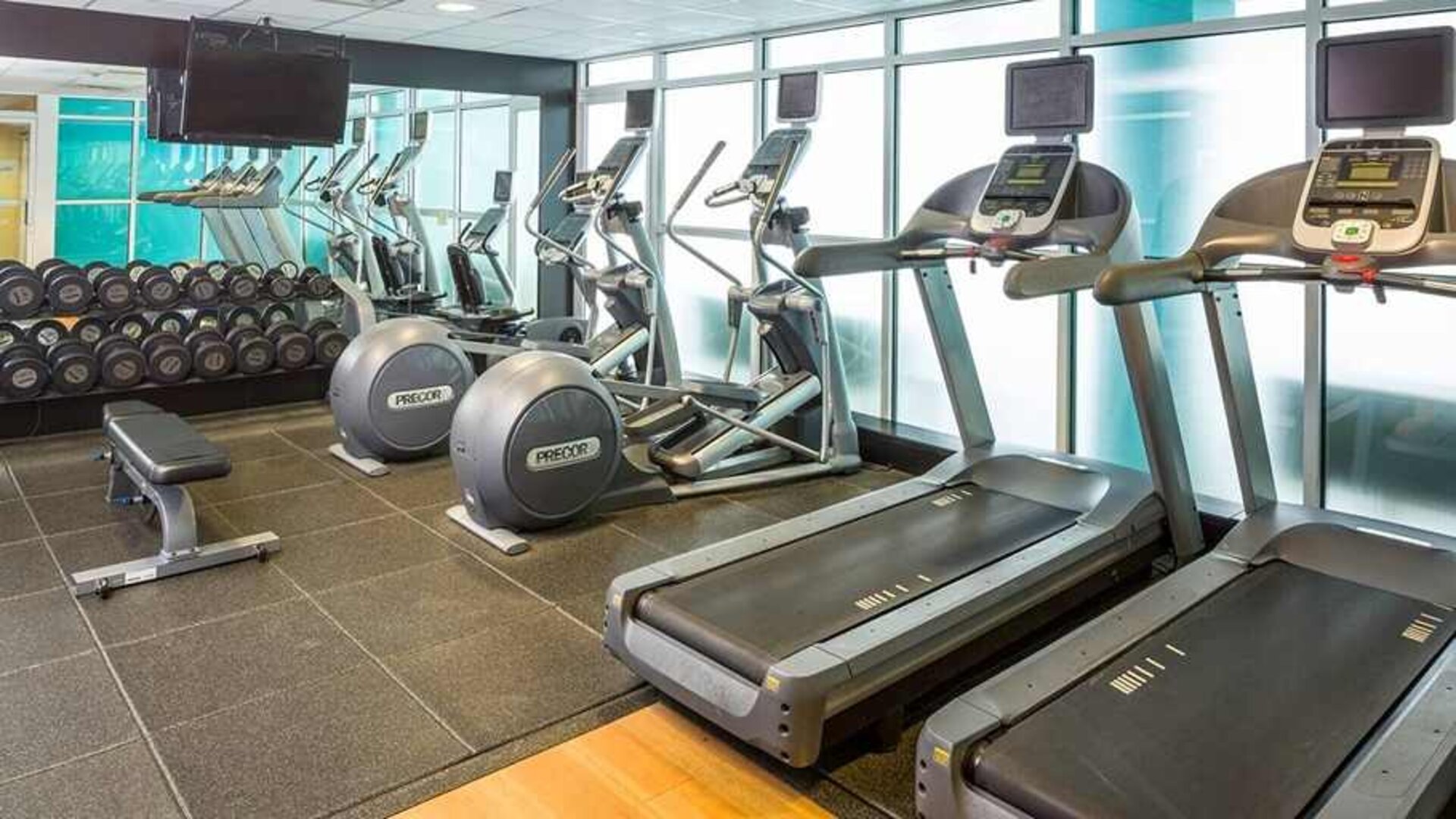 Well-equipped fitness center at DoubleTree by Hilton Hotel Wilmington.