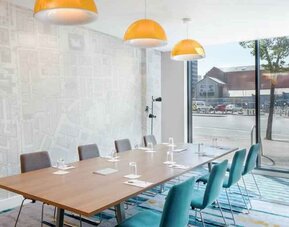 Bright meeting room at the Hampton by Hilton Belfast City Centre.