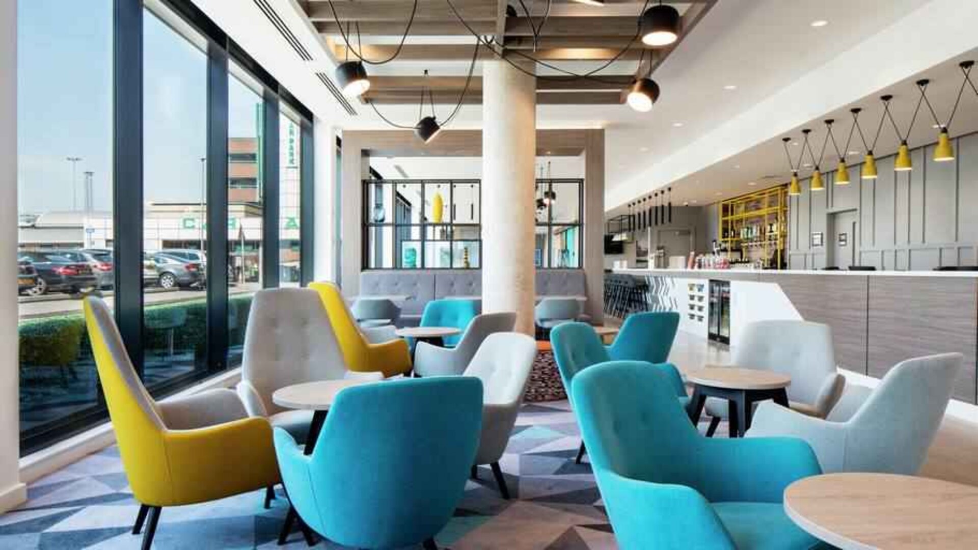 Beautiful hotel workspace at the Hampton by Hilton Belfast City Centre.