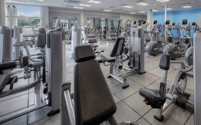 Fully equipped fitness center at the Hilton Belfast Templepatrick Golf & Country Club.