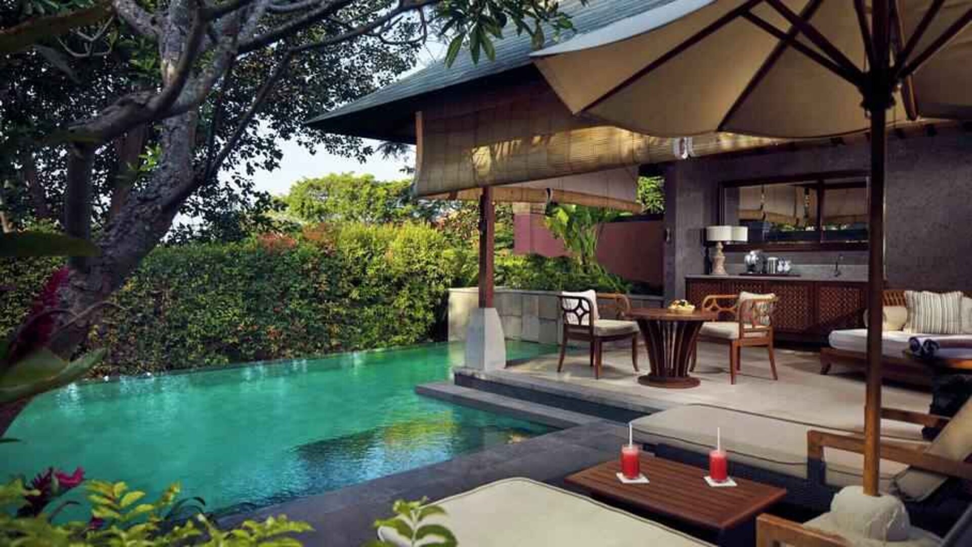 Beautiful villa with private pool at the Hilton Bali Resort.