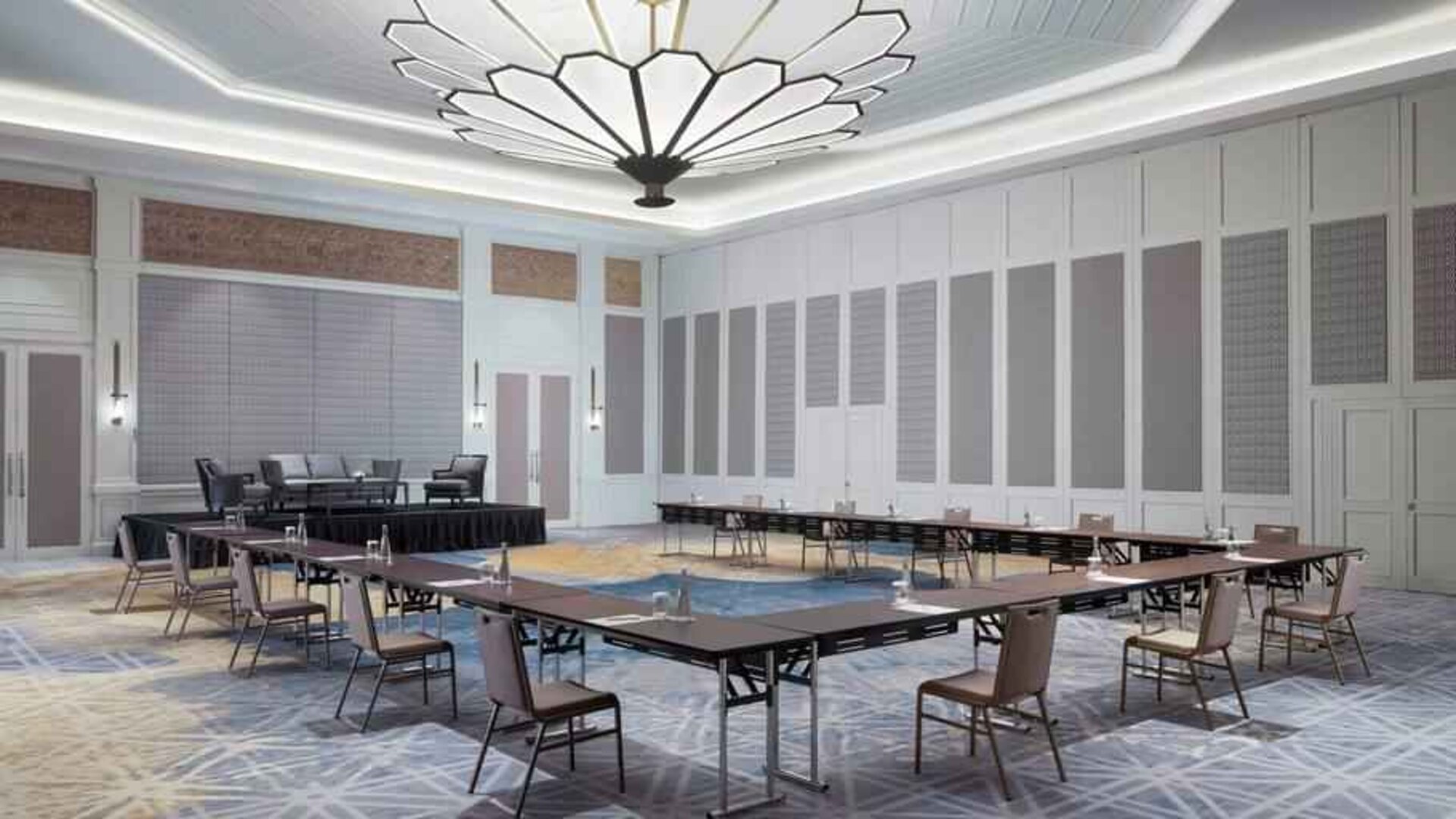 Large meeting room with u shape table at the Hilton Bali Resort.