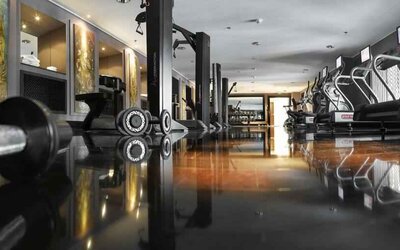 Fully equipped fitness center at the Hilton Evian-les-Bains.