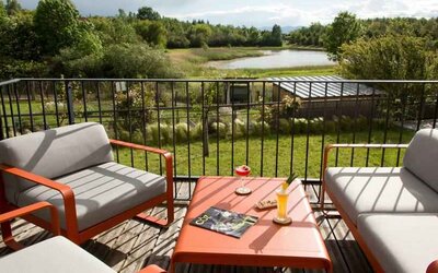Beautiful outdoor terrace at the DoubleTree by Hilton Lyon Eurexpo.