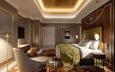 Beautiful king suite at the Hotel Saski Krakow Curio Collection by Hilton.